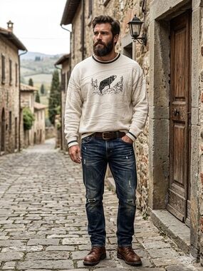 1990’s  Northern Elements Cotton crew neck men’s sweater timber wolf Size Small